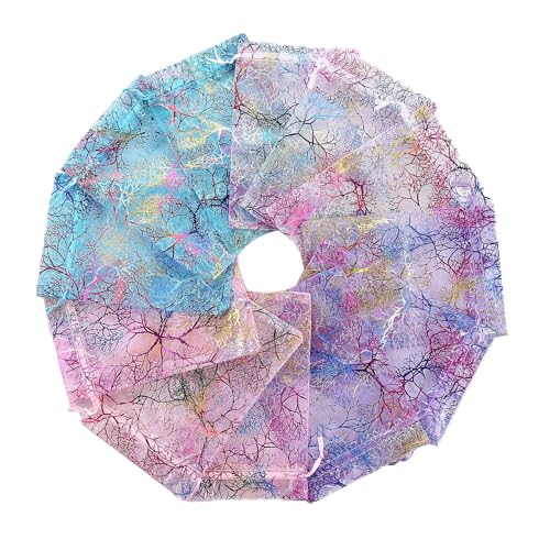 100 bolsas de organza, 9 x 12 cm, bolsa de regalo con diseño de coral, bolsas de regalo de organza con cordón, para bodas, baby showers, Navidad, fiestas de cumpleaños
