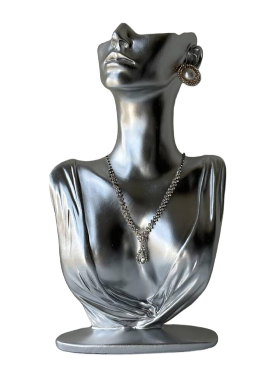 FAJNUZI2024 Jewellery Display Stand Portrait Model Jewelry Stand Earrings Rings Storage Photography Display Props(Silver,Large)