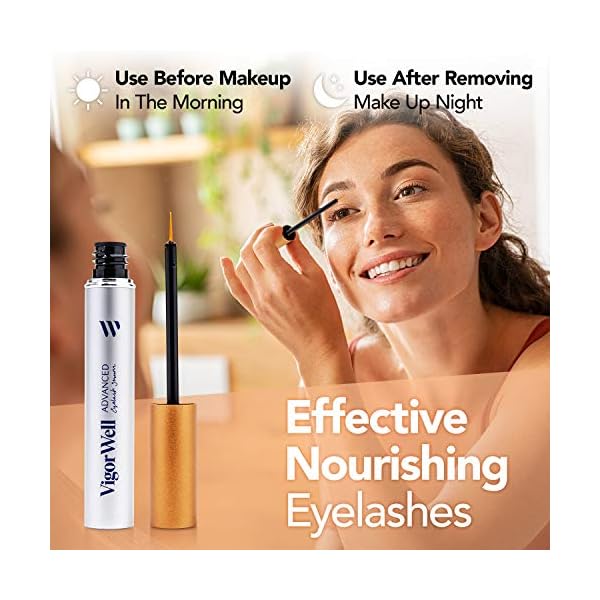 VigorWell Eyelash Growth Serum for Longer Thicker Lashes & Brows, Irritation Free Formula (5mL)