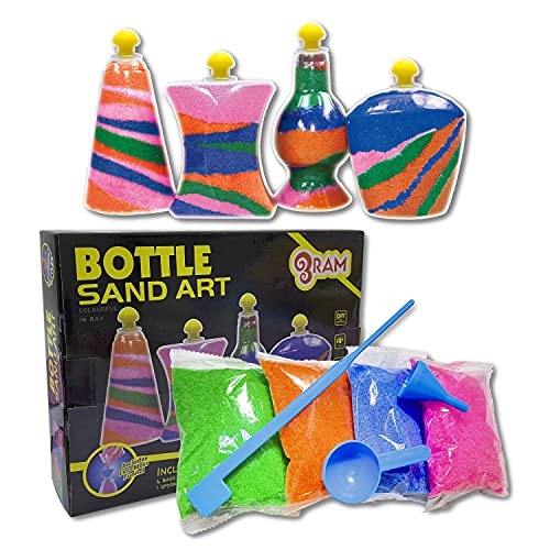 Ram 12 x Pieces Make Your Own Kids Glitter Glass Sand Art Craft Bottles Toy Set