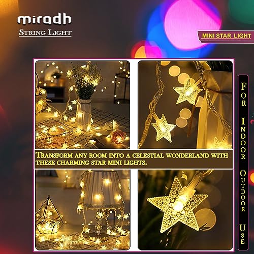 Image of MIRADH 14 Star Shape String Led Light 3 Meter led Lights for Home Decoration Plug in Fairy String Lights, Diwali Lights for Decoration for Home Still Mode Only Strip Lights (14 Star Warm White)