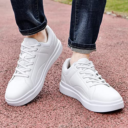 Zzs Fashion Platform Sneakers White For Men Slip On Low Top Summer Walking Shoes Casual Non Slip Dress Sneakers White Size 7.5 #TOP3