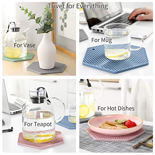 4 Packed Colorful Silicone Trivet Mats - Diy Different Size Dish Drying Mat, Hot Pot Holder For Pots & Pans, Non-Slip & Heat Resistant Kitchen Hot Pads For Countertops & Table, Assorted 4 Colors #TOP4