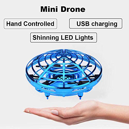 Amazingbuy Mini Drone for Kids, Flying Ball Toys Hand Controlled Quadcopter Flying Toys for Kids Interactive Infrared Induction RC Helicopter with 360°Rotating and Shinning LED Lights Gifts