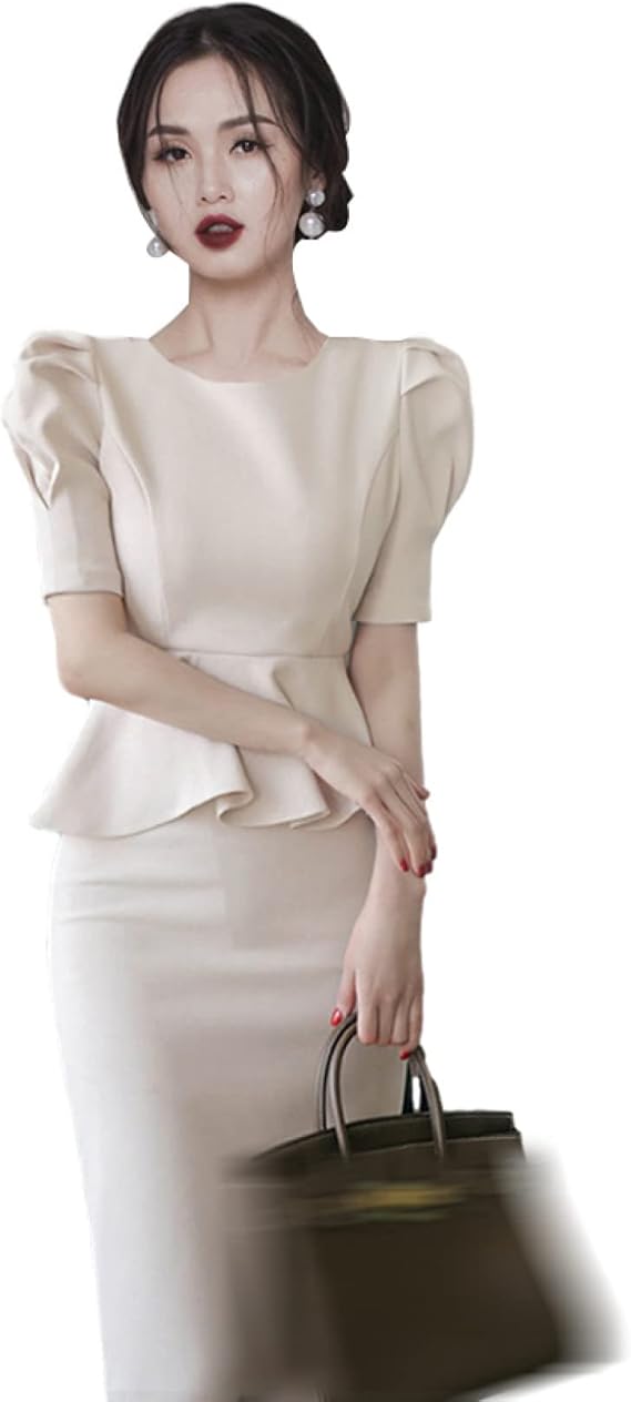 Amazon Co Jp タイトスカート ワンピース ドレス フリル付き お呼ばれ 体型カバー オフィス スーツスカート レディース 半袖 ドレス ワンピース 膝上 セクシー ワンピ Hライン きれいめ Ol ヒップスカート パーティー 結婚式二次会 披露宴 ファッション