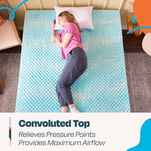 Image of Linenspa 2 Inch Gel Memory Foam Mattress Topper - Egg Crate Style, Reversible for two feels - Promotes Airflow & Relieves Pressure Points - Twin XL