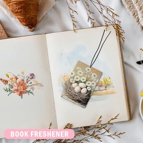 Image of Easter Bunny Egg Lamb Floral Car Air Freshener 4Pcs, Easter Gifts for Women Air Freshener for Car Interior Closet Drawer Books, Spring Tulip Daisy Flower Rabbit Car Mirror Decor Hanging