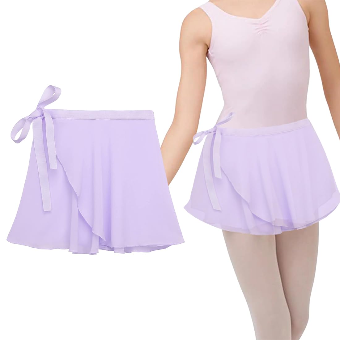 Falda de Ballet niña Chiffon transpirable suave cintura ajustable morado gimnasia