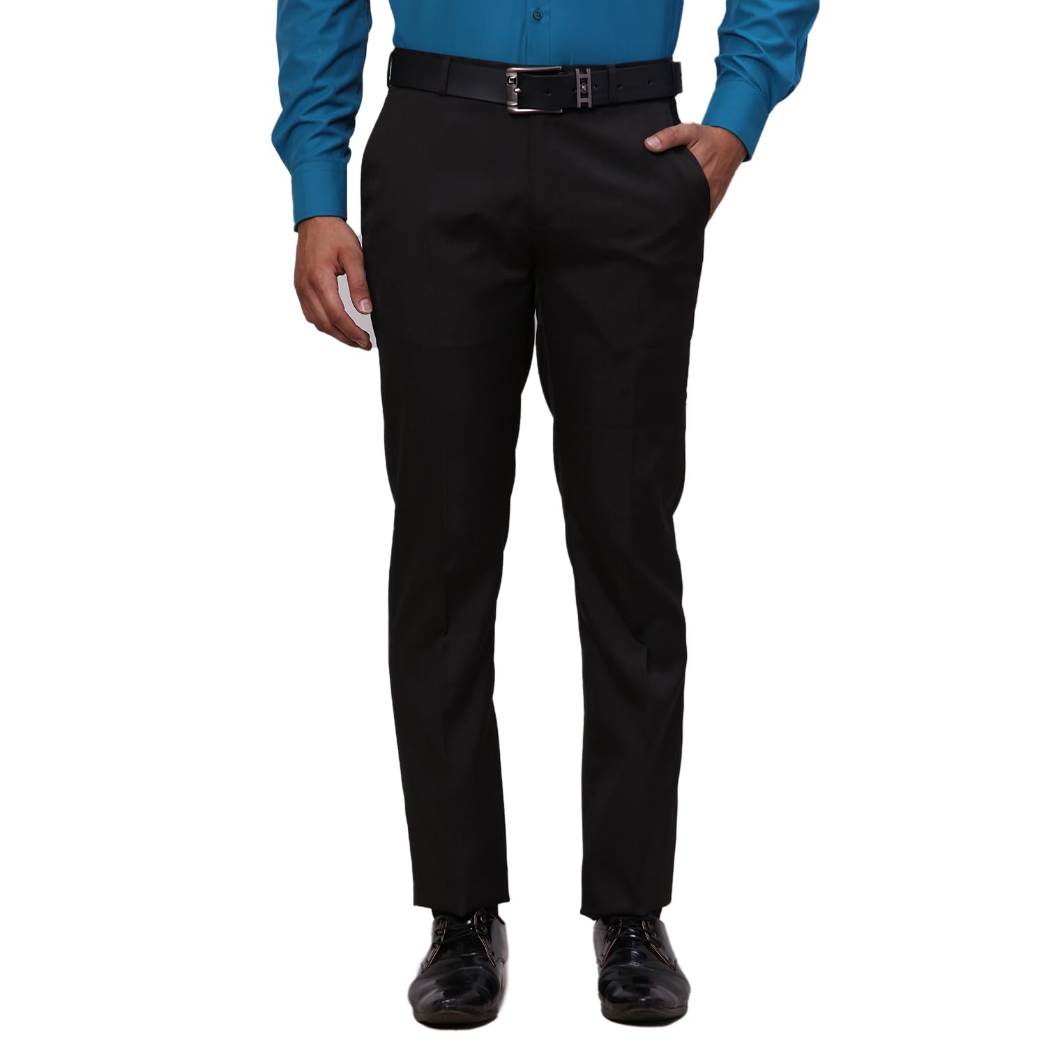 raymond Men's Slim Fit Solid Pattern Polyester Viscose Blend Flat Front Trouser-picture-28