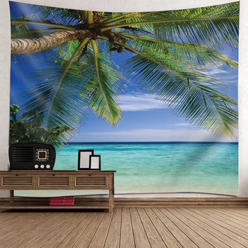 Tenture murale paysage RDSGYZ de petite taille 150x130cm avec motif mer et cocotier