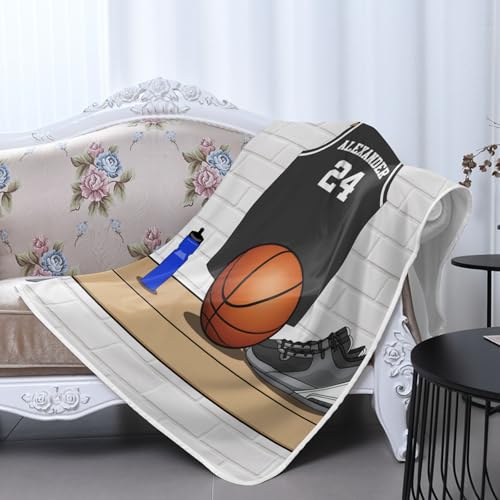 Personalized Gift Sport Basketball Jersey Grey Lightweight Throw for Office Chair, Gifts for Boys Teens,40x50Inch