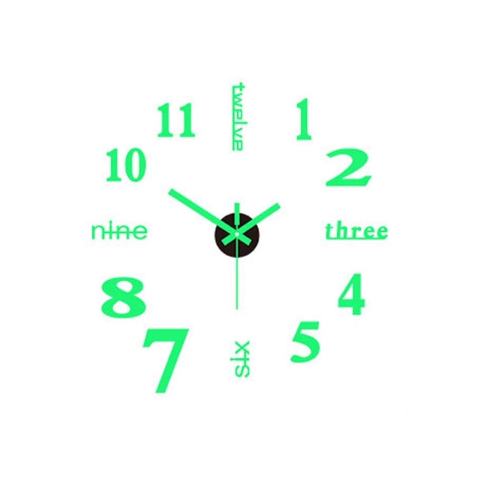 YUPLIODSX Frameless Diy Wall Clock 3D Luminous Wall Clock Frameless DIY Digital Clock Wall Stickers Mute Clock For Living Room Bedroom Office Wall Decor
