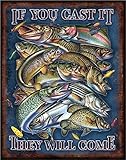 Desperate Enterprises If You Cast It They Will Come - Fishing Tin Sign, 12.5