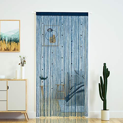 Beaded Curtain Door String Curtains for Doorway Tassels Beads Room Decor for Teen Girls Hanging Fringe Hippie Hallway Entrance Decor,Teal Blue 2,39x79inch (100x200cm,Dense)