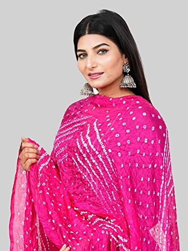 Image of PK HUB Women's Jaipuri Rajasthani Art Silk Bandhej Bandhani Dupatta