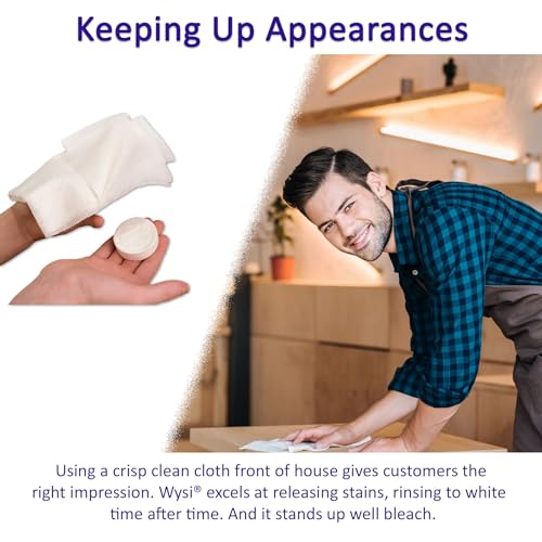 Image of Wysi Compressed Kitchen Bar Mop Towels - Just Add Water Reusable Commercial Cleaning Rags - Super Absorbent Restaurant Towels - Compact - Compostable 17x21, 120 Count (Case of 10 Dozen)