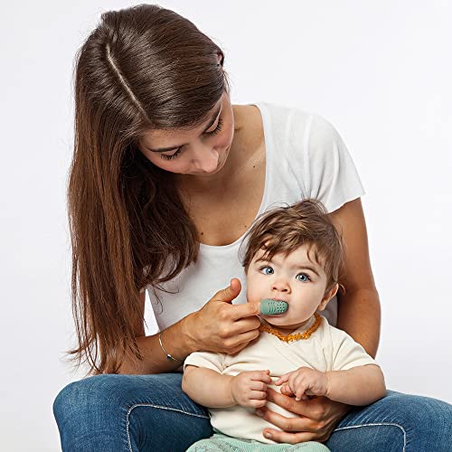 GRÜNSPECHT Natürliche Fingerzahnbürste aus Naturkautschuk, Zahnpflege Baby, zur Zahnfleischmassage & Zahnreinigung, BPA frei, 1 Stück (687-V1)