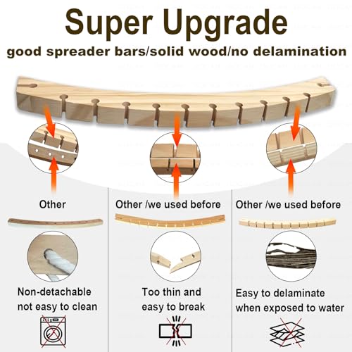 Image of Double Hammock 2 Person Extra Large 220x150cm Total Length 330cm Load 500lb Canvas Cotton Hammock for Patio Porch Garden Backyard Lounging Outdoor and Indoor with Removable Spreader bar