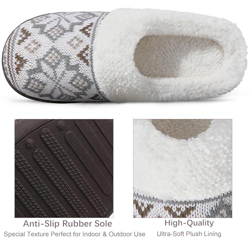 shoeslocker Slippers for Women Memory Foam Fuzzy House Slippers Bedroom Non-slip Warm Fluffy Plush Womens Slippers Misty Beige Size 84