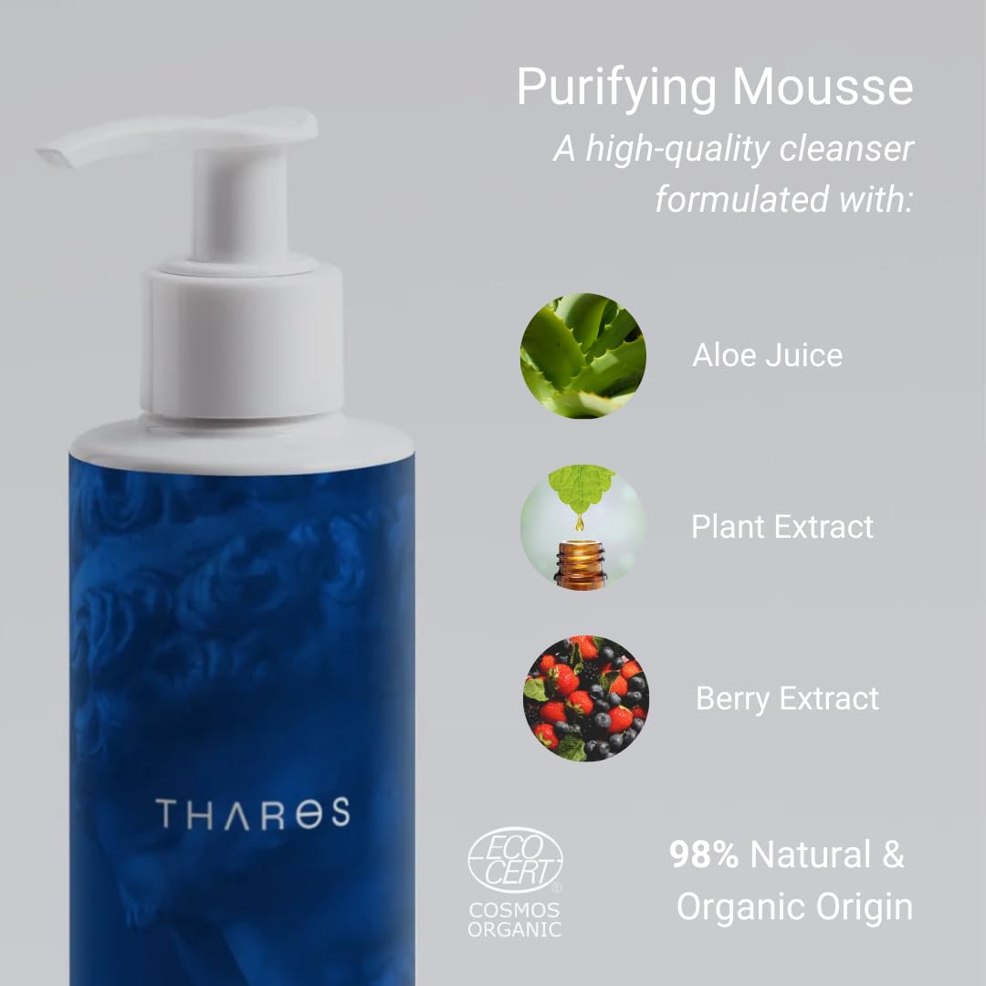 THAROS Men’s Face Wash & Daily Facial Cleanser, Prevents Breakouts, Natural Anti-Aging Face Wash for Men, 6.4 fl.oz, Vegan, For Oily & Acne-Prone Skin - Image 3