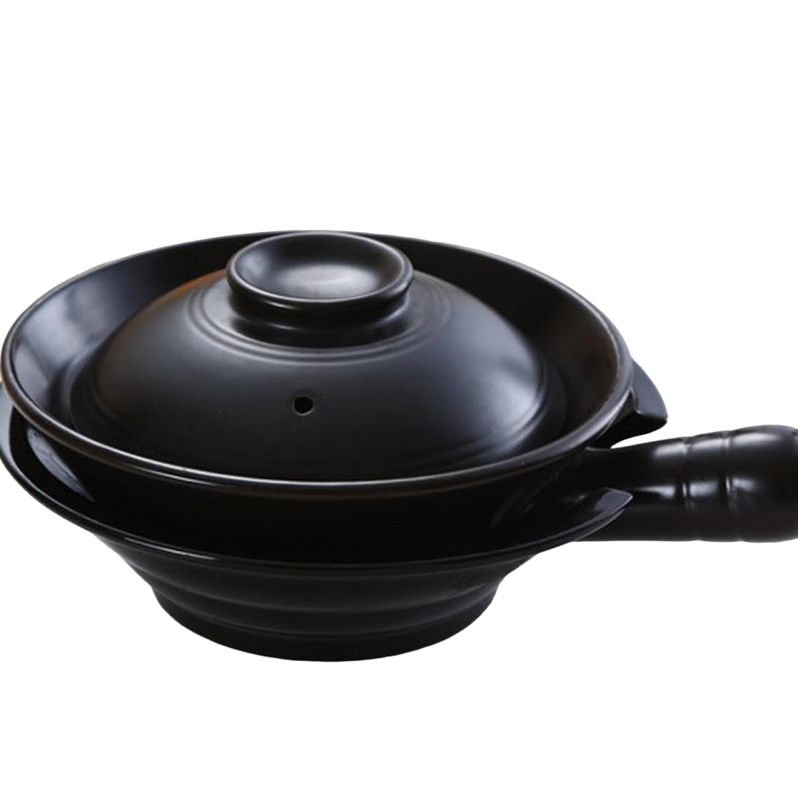 Zykuosus Korean Bibimbap Bowl with Lid and Tray Ceramic Bowls Seafood Casserole for Cooking Noodles Soups Rice(Nero,7inch)