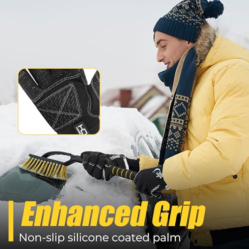 Image of HANDLANDY Waterproof Insulated Work Gloves, 3M Thinsulate Thermal Winter Gloves for Men Women Touch Screen, Warm Ski Snowboard Cold Weather Gloves (Black, Large)