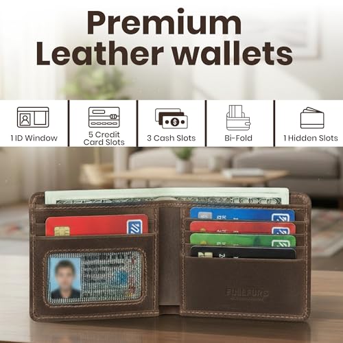 Genuine Cow Hide Brown Bifold Leather Wallets for Men with RFID Blocking & Premium Box | Two Tone, Slim, Durable Bifold Wallet for Men | RFID Wallet for Men with 1 ID Window,10 Slots.2