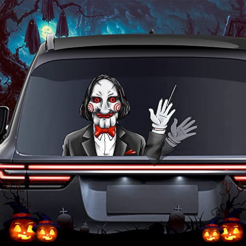 Dreothy Calcomanía de limpiaparabrisas trasero 3D de terror hombre agitando calcomanías extraíbles para ventana trasera para limpiaparabrisas trasero, calcomanías impermeables para parabrisas Cover