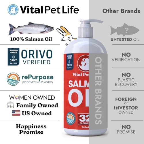 Salmon Oil for Dogs & Cats - Healthy Skin & Coat, Soft Shiny Glossy Coat, Fish Oil Omega 3 EPA DHA, Immune System & Heart Function Support, Normal Shedding, Liquid Supplement for Pets, 32 oz | Soft Shiny Glossy Coat, EPA DHA, Immune System & Heart Function Support, Normal Shedding, Supplement for Pets