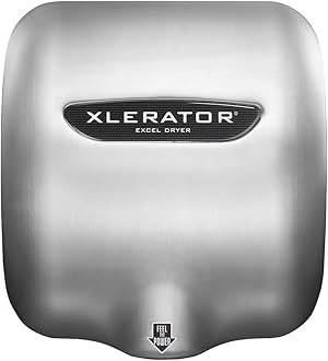 XLERATOR XL-SB8 Automatic High Speed Hand Dryer with Brushed Stainless Steel Cover and 1.1 Noise Reduction Nozzle, 7.0 A, 208 V