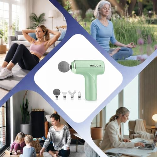 Image of Massage Gun for Body Pain Relief | Mini Massager Gun for Back Pain & Muscle Recovery | Portable Gun Massager for Deep Tissue Massage | Back Massager & Body Massage Gun (Green)