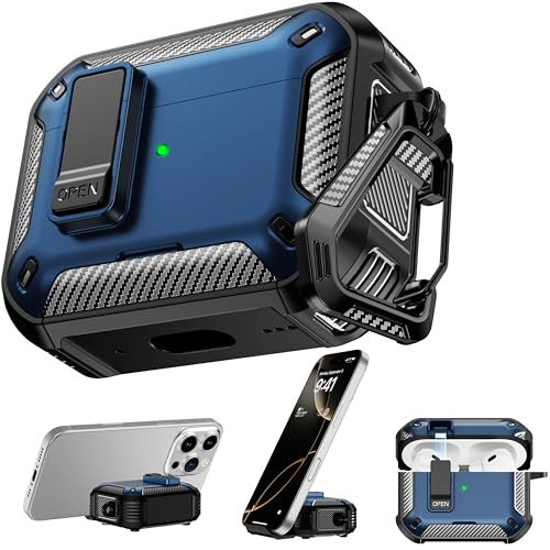RFUNGUANGO Compatible AirPods Pro 2nd Generation / 1st Generation Protective Case with Phone Holder and Compatible Back Magnetic Suction Function, Suitable for AirPods Pro 2 Case, Blue RFUNGUANGO Compatible AirPods Pro 2nd Generation / 1st Generation Protective Case with Phone Holder and Compatible Back Magnetic Suction Function, Suitable for AirPods Pro 2 Case, Blue