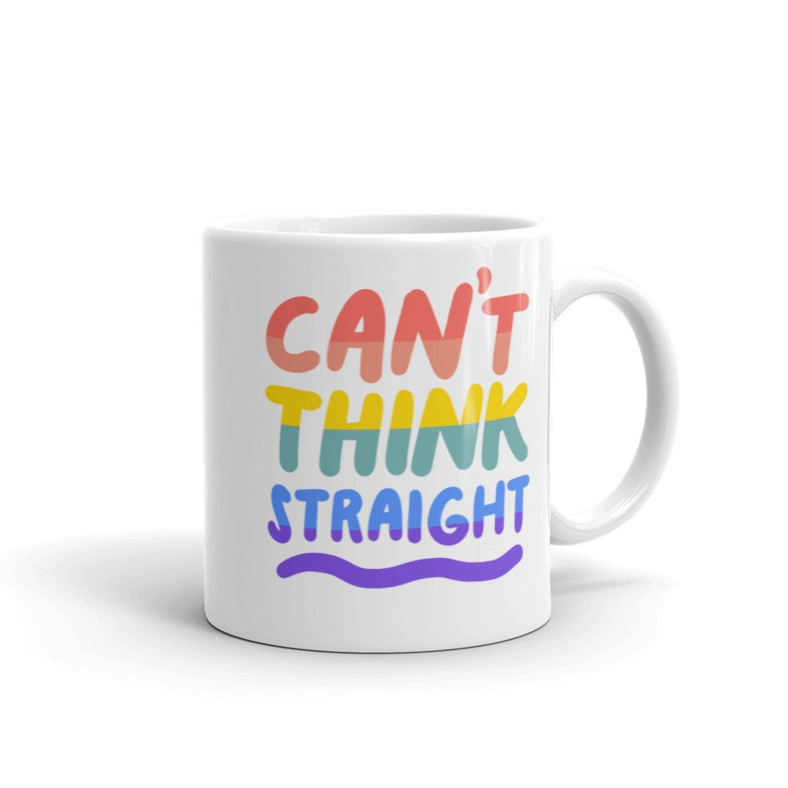 GIVEMEFIVER Can't Think Straight Gay & Lesbian Mug Funny LGBT Pride Flag Cup Printed Coffee and Tea Ceramic Mug- 320 ML Ceramic Coffee Mug 6258