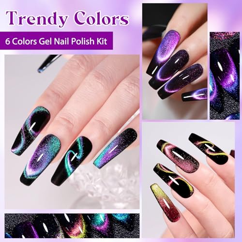 Set de 7 esmaltes de uñas gel efecto ojo de gato miniatura 2