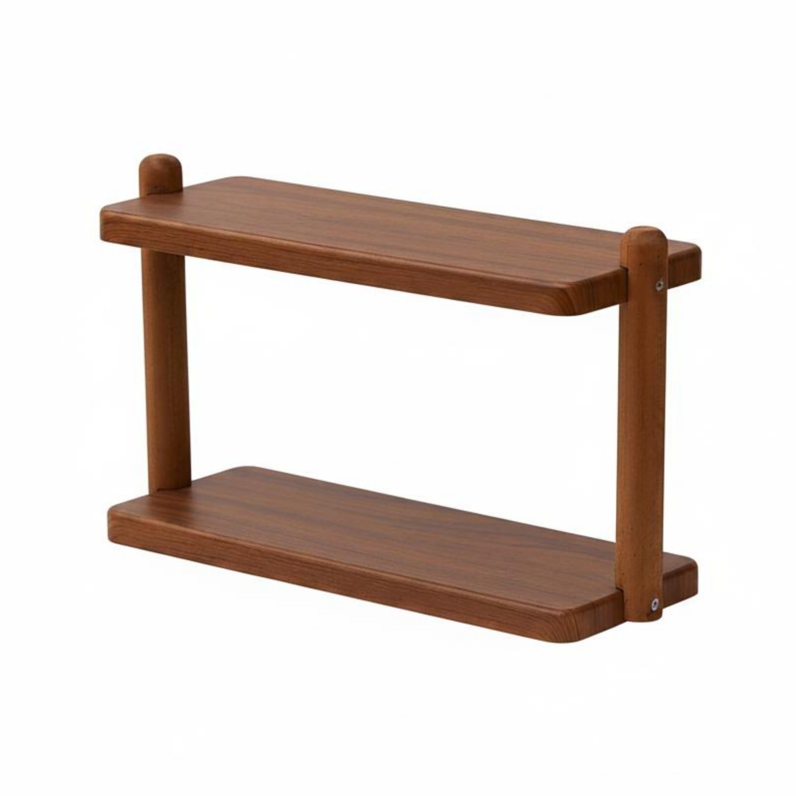 Desktop Regal Organizer Einfacher Aufbau Mehrstöckiges Tischregal Stabil Kleines Tischregal für Schreibtisch, Arbeitszimmer, Nussbaumholz, Modern