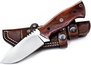 Fivtan Horizontal Carry Knife, Bushcraft Knife, Scout Carry Knife with Sheath, Hunting Knife with Wooden Handle, Fixed Blade Tracker Knife - Generic