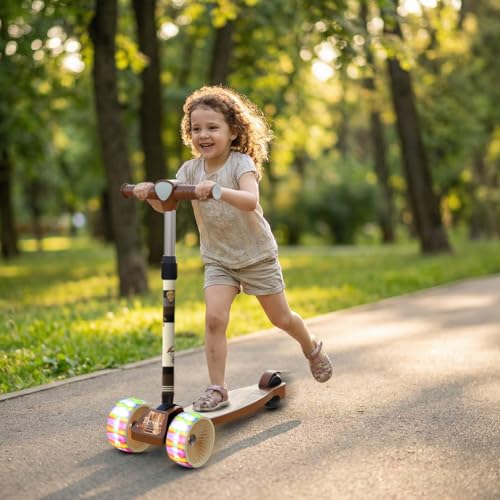 Image of Cockatoo Little Bus Buddy Kick Scooter for Kids 2-12 Years, Kids Scooter with 40MM in PP+PU LED Wheel, 4 Adjustable Height Scooter, Upto 50 Kg (Brown)