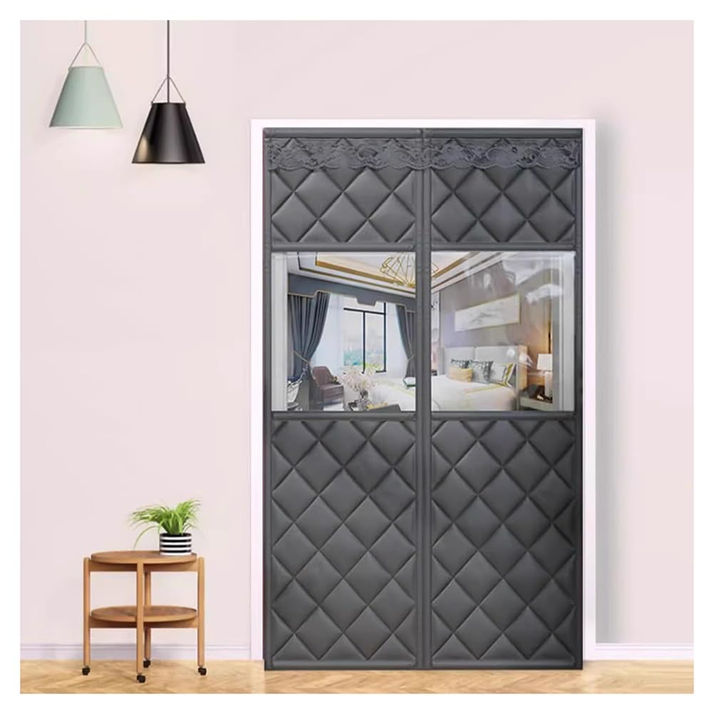 Tenda isolante termica in tessuto Oxford, copertura per porta d'ingresso, chiusura magnetica, tenda per porta francese (grigio, 80 x 205 cm)