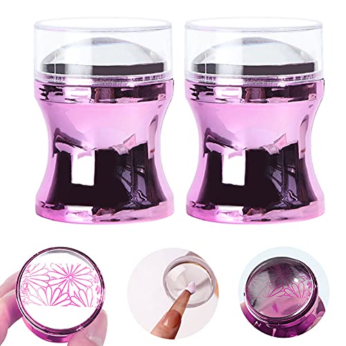 Nicejoy Nail Art Stamper, 2 Stück Metallgriff Nagel Stamping Werkzeug mit Silikonköpfe DIY Maniküre Drucken Zubehör für… – Bild 6