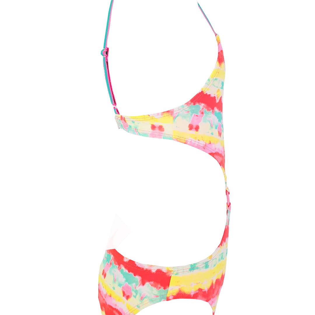 Costume da bagno rosa multicolore per bambini con stampa Tie Dye, costume da bagno per bambina, stile trikini, trikini e bambina, biancheria da bagno da bambina 3-18 anni