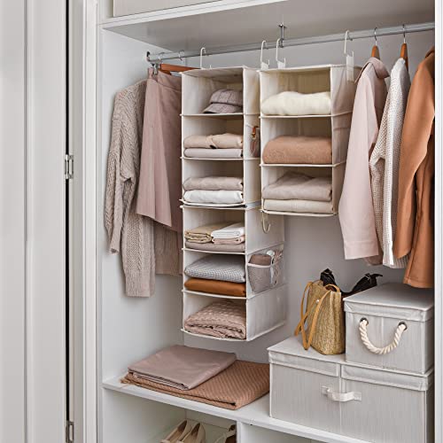 StorageWorks-6-Shelf-Closet-Organizers-Two-3-Shelf-Separable-Hanging-Shelves-for-Closet-12-12-D-x-12-12-W-x-47--H-Mixing-of-Beige-White-Ivory