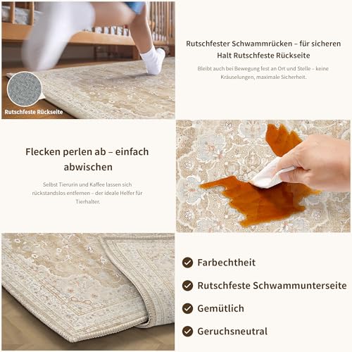 PureCozy Braun Teppich Wohnzimmer 160x230cm Waschbarer Wohnzimmerteppich – Ansicht 6