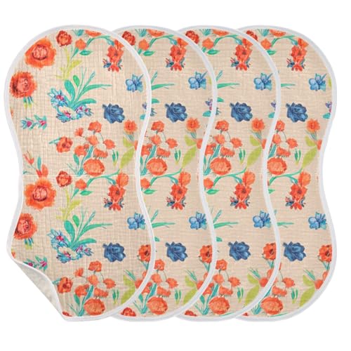 Flowers Beige Orange Blue Burp Cloths for Babies Burp Rag Cotton Spit Up Rag for Newborn Baby Infant3