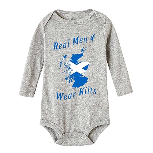 Scottish Flag Map Real Men Wear Kilts Newborn Rompers Long Sleeve Soft Clothes 0-24 Month Clothes
