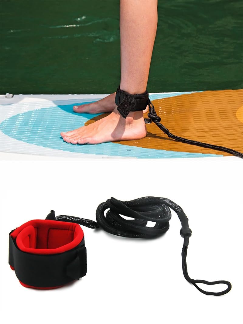 X spring Paddle Board Leash, 7ft Ultra-Stretch Urethane Coiled Rope with Ankle Cuff, Universal Surfboard Tether for Kayaking, Surfing, Paddleboarding, Secure and Durable Design
