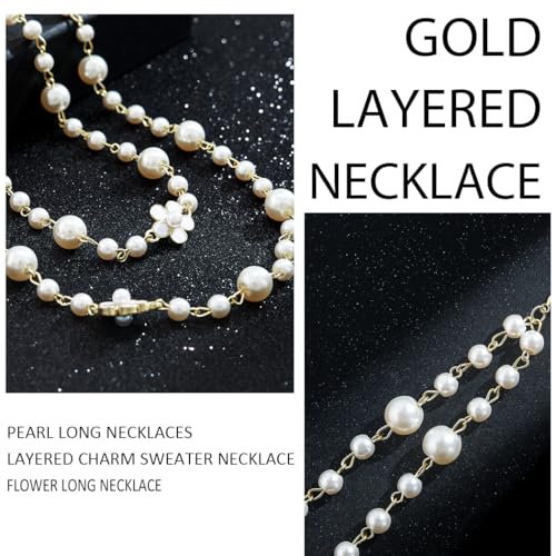 Long Pearl Necklaces Layered Pearl Necklaces Jewelry 1920s Pearls Body Jewelry for Women3