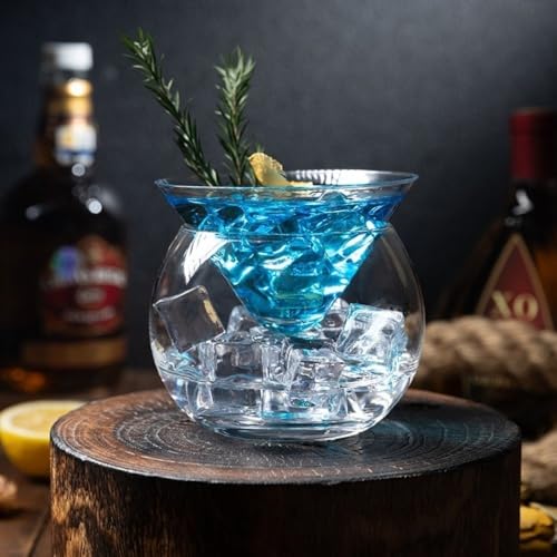 Copas de cóctel de cristal transparente de dos piezas para licores y combinados de bar 3