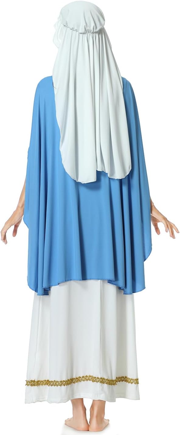 Virgin Mary Costume for Womens, Adult's Biblical Robe Role-Play Easter Church Halloween Christmas Cosplay - Image 3