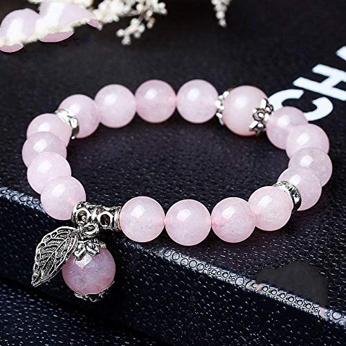 Pierre de Pierre Naturelle : bracelet perlé élégant avec feuille de jade véritable