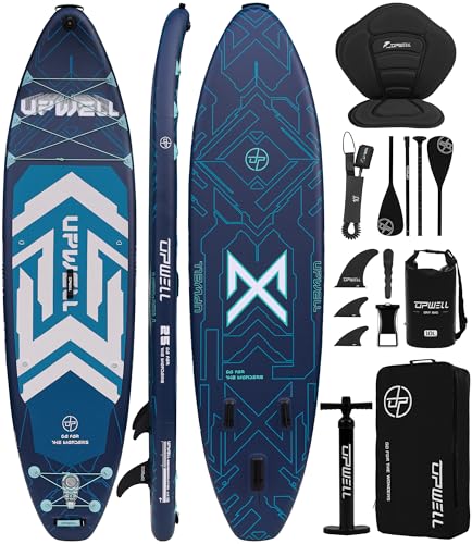 Image of UPWELL 11'6 inchx35 inch Extra Wide Inflatable Paddle Board, Stand Up Paddle Board for Youth & Adults, Stable Design, Premium SUP Accessories, 120L Backpack, 10L Dry Bag, Paddle, Leash, Hand Pump, US Fins
